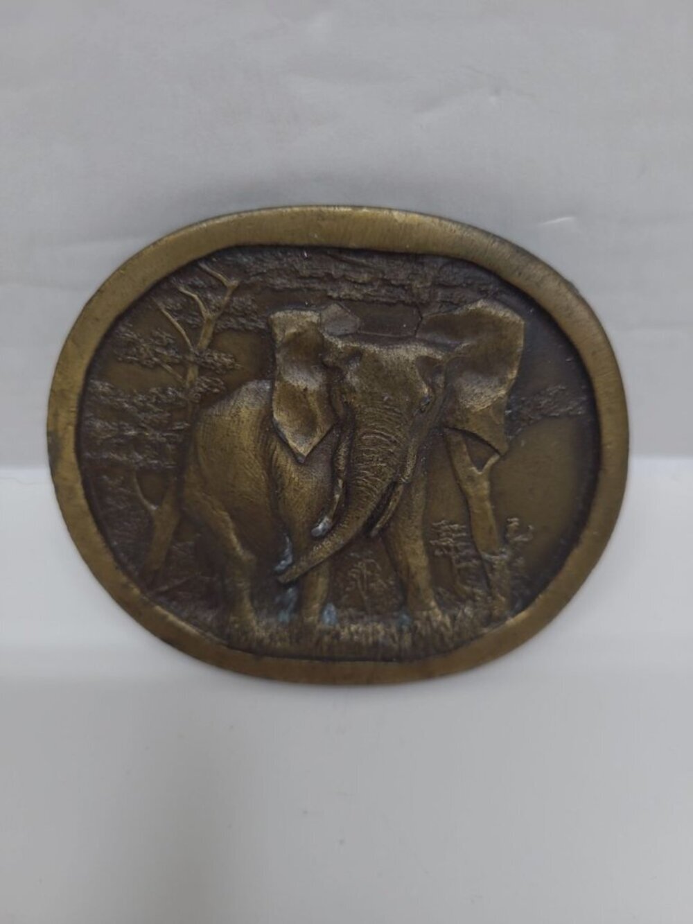 Vintage Elephant Brass Belt Buckle Indiana Metal Craft 1977